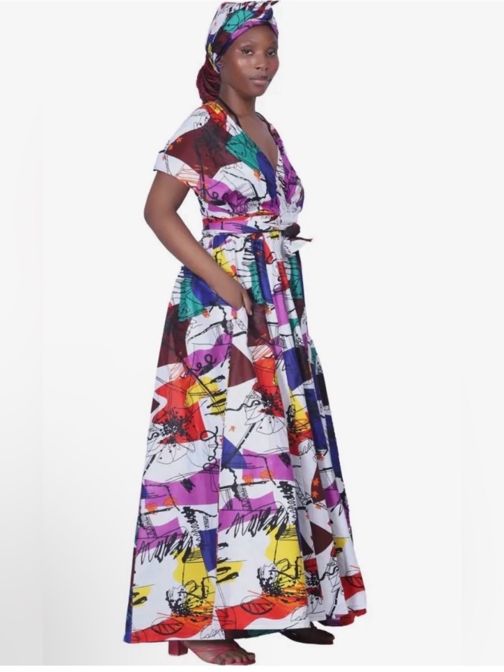 Multicolor Abstract Print Infinity Jumpsuit - Picture 4 of 4